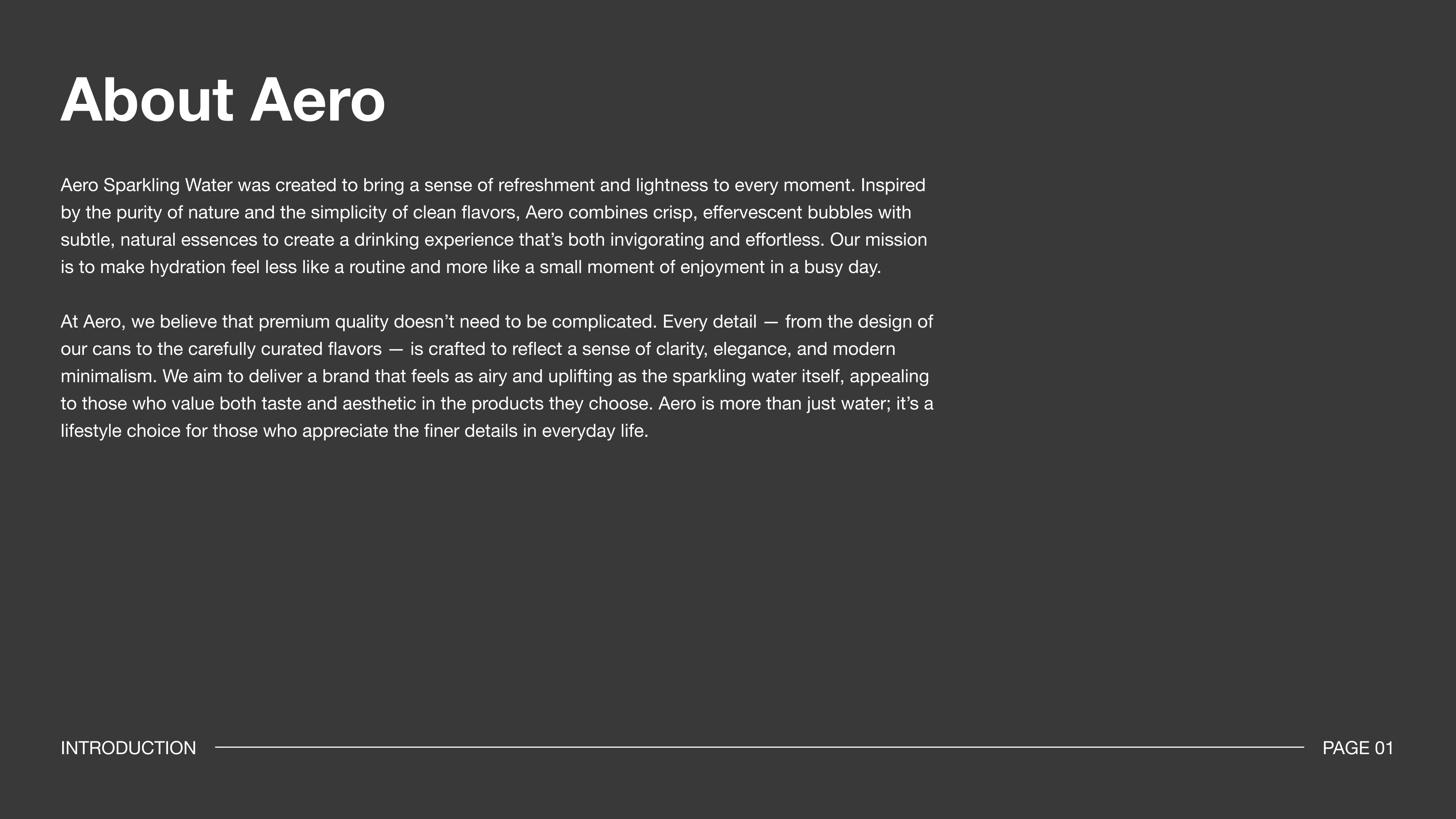 About slide of Aero Sparkling Water brand guidelines