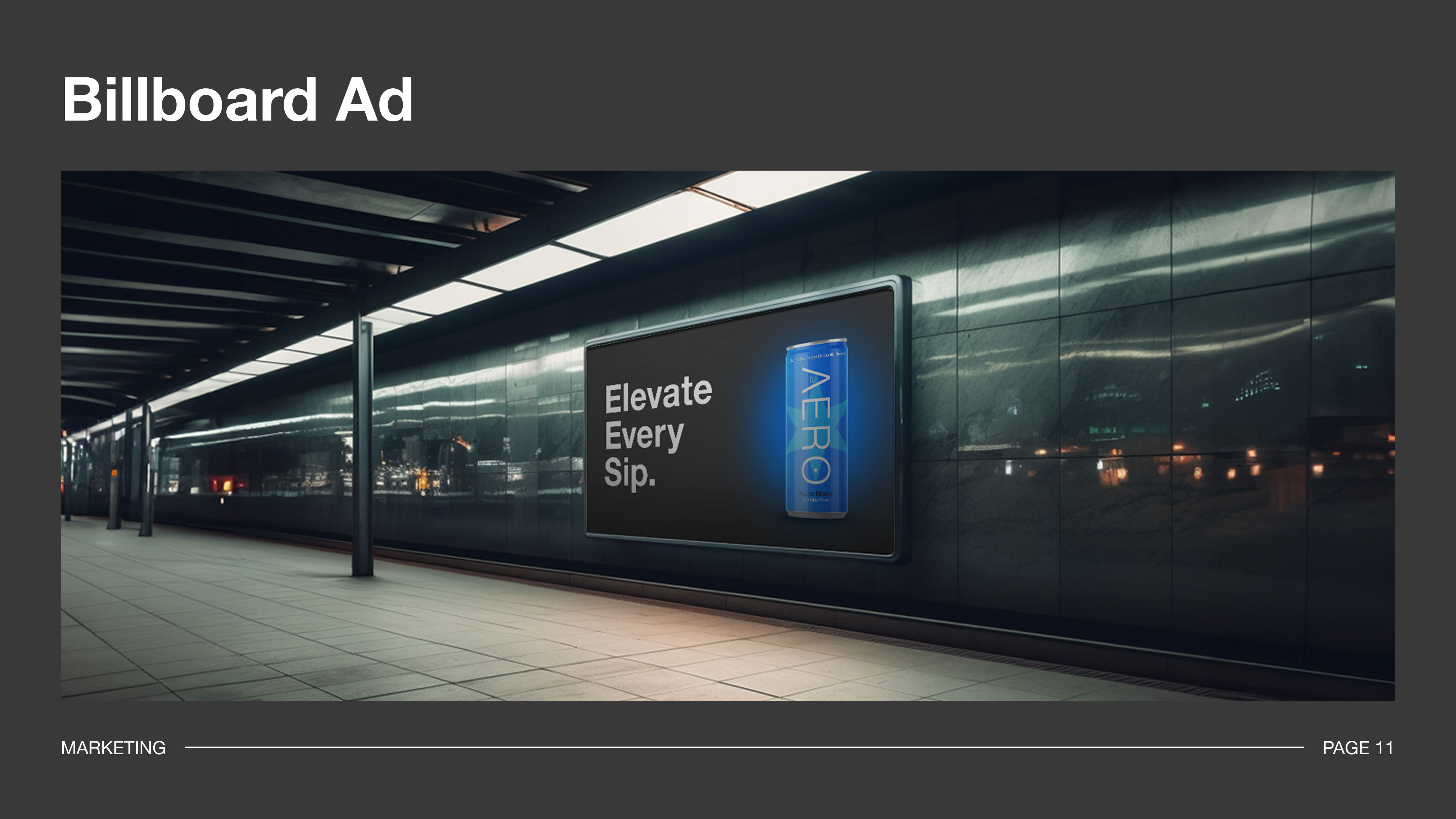Billboard slide of Aero Sparkling Water brand guidelines