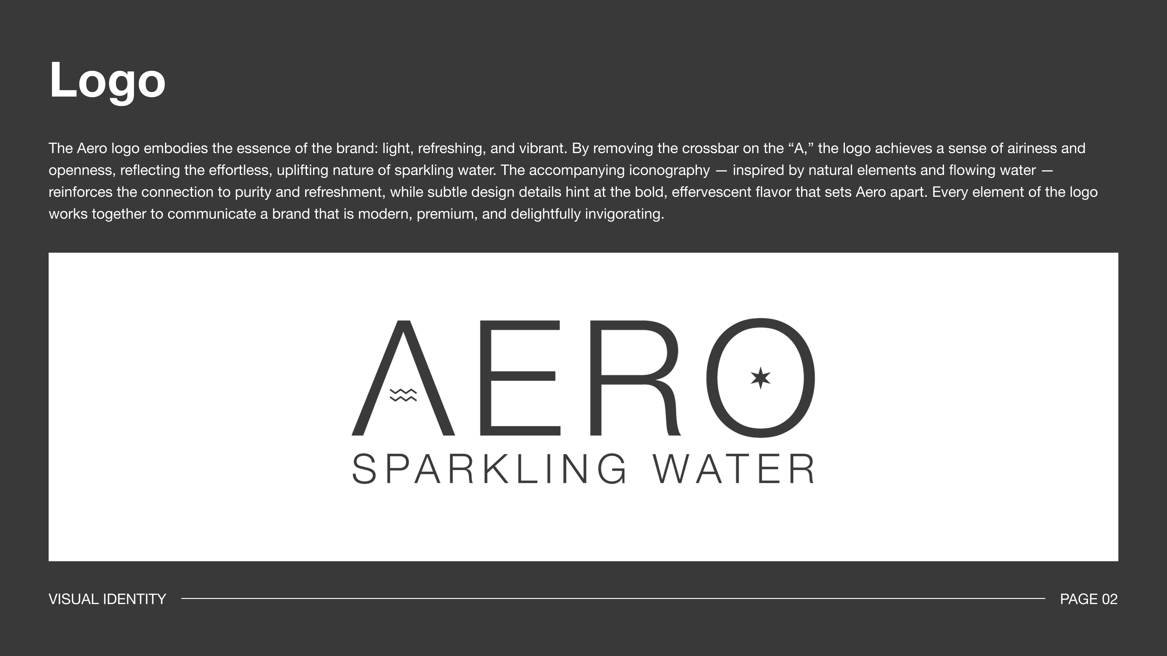 Logo slide of Aero Sparkling Water brand guidelines