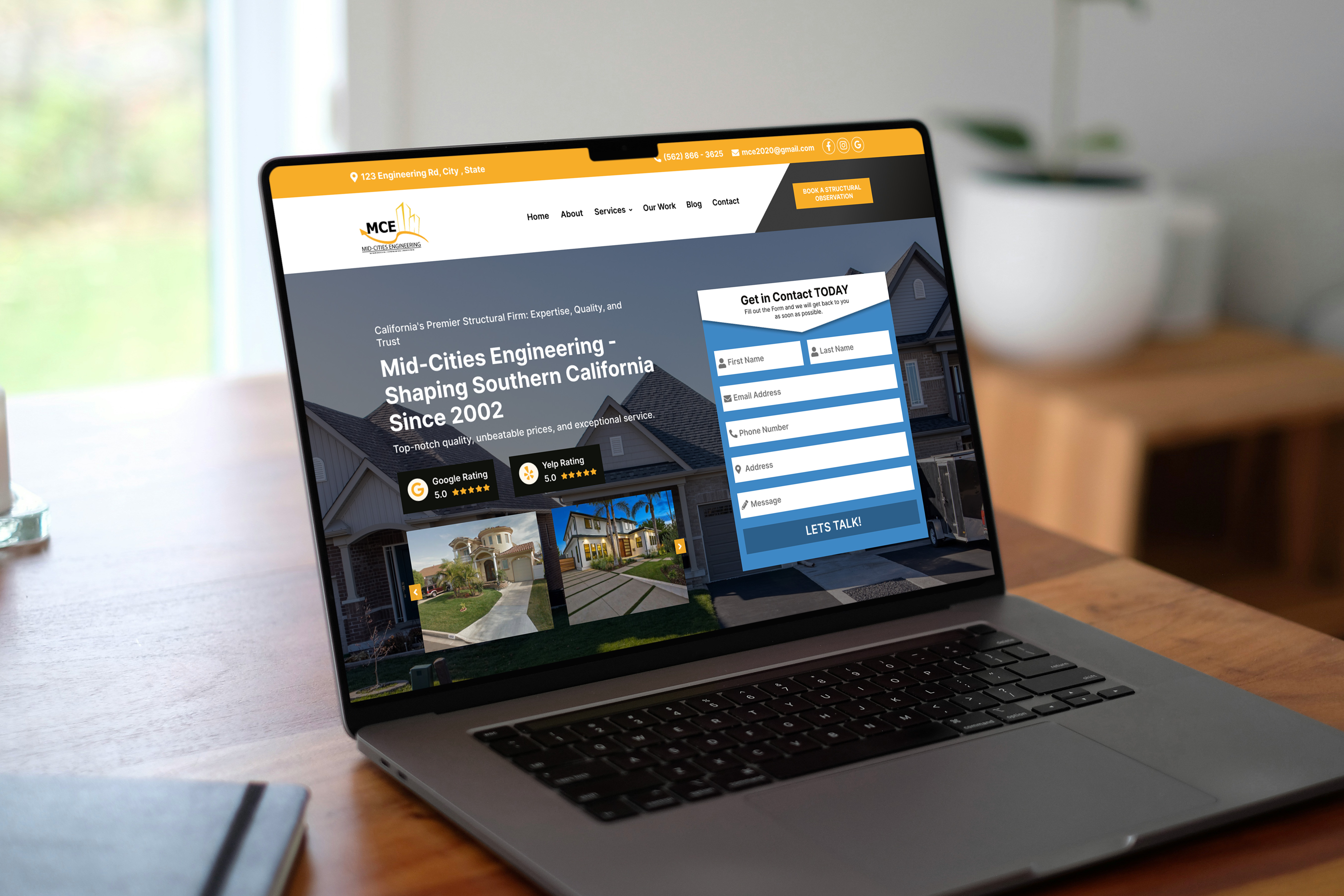 Mid Cities Engineering web design mockup