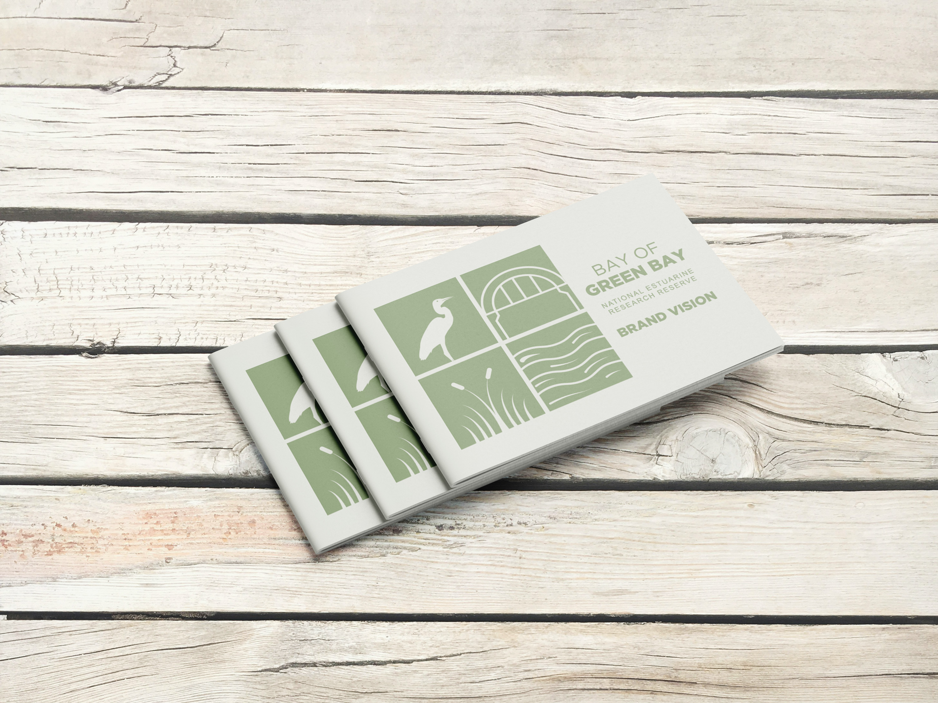 Bay of Green Bay National Estuarine Research Reserve brand vision book mockup