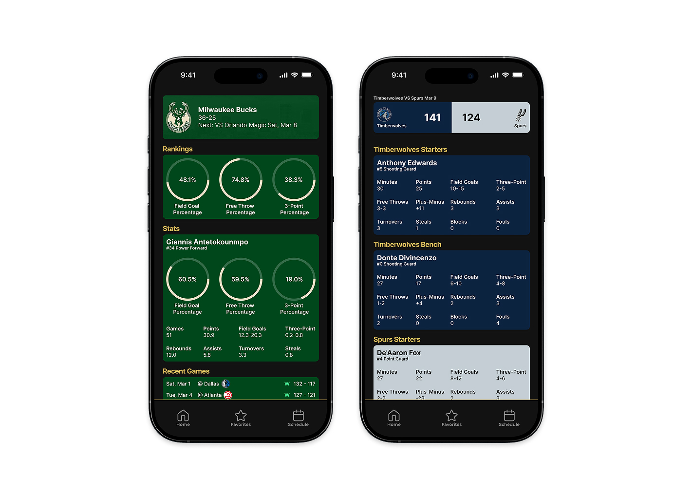 The Locker Sports Statistics App Design mockup